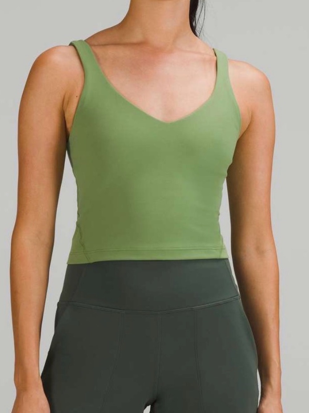 Lululemon Align Crop V-neck Tank Top Green Foliage No Pads Women Size 2 W1DUVS